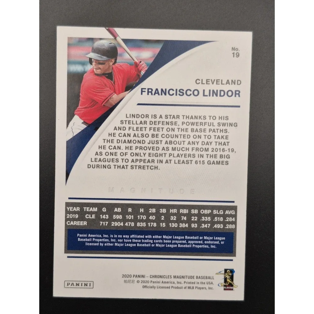 2020 Panini Chronicles Magnitude Francisco Lindor #19 Blue /50 Indians Mets
